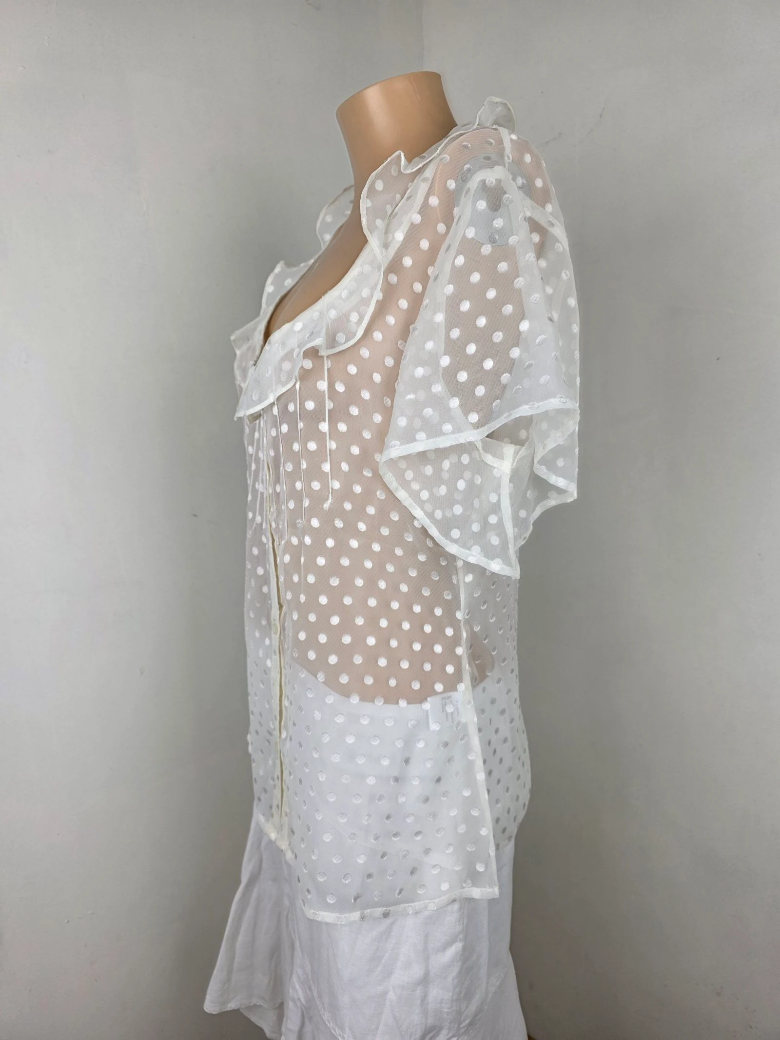 Blusa de bolinhas toda transparente 🍒vintage y2k anos 2000🍒novo tamanho 40 – photo 4